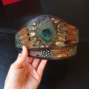 Stunning Handmade Belt Leather Feather